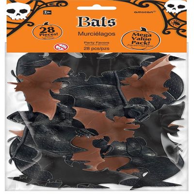 Amscan Creepy Halloween Big Pack of Bats Party Favor (1 Piece), Black/Brown, 13" x 5.5"