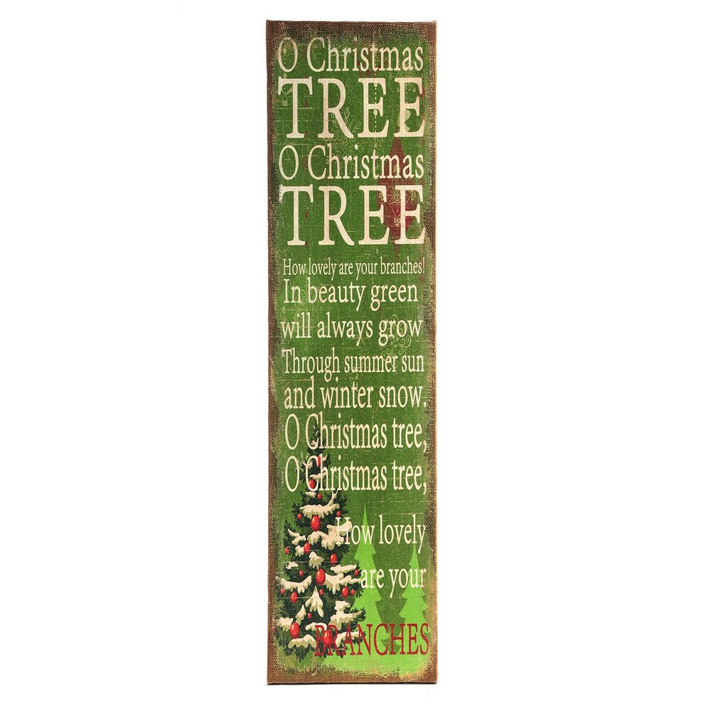 Giftcraft MDF and Burlap Christmas Plaque 28" X 12" " O Christmas Tree O Christmas Tree"