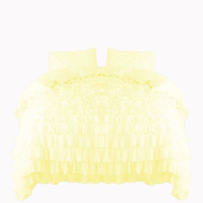 650 Thread Count 3 Piece Premium Waterfall Ruffle Duvet Cover Set Full 100% Egyptian Cotton Butter