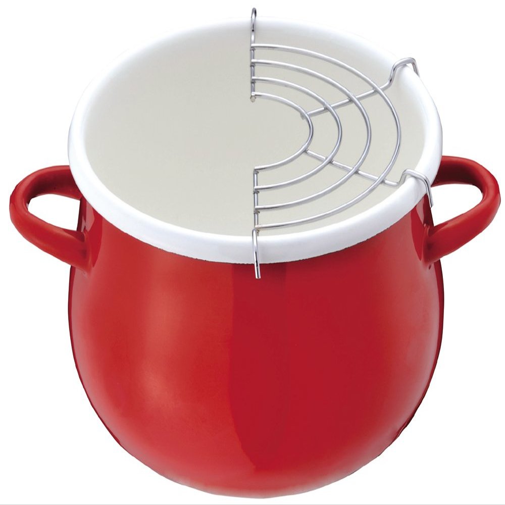 Pearl Metal HB-1678 Petit Cook Enameled Tempura Pot, 6.3 inches (16 cm), Red