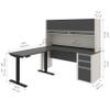 BESTAR Connexion L-Desk with Hutch Including Electric Height Adjustable Table, Slate/Sandstone view 3