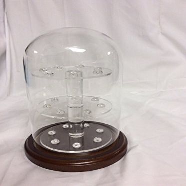 Glass Doll / Clock Dome with Walnut Base - 4" X 7" with Thimble holding shelf