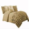 750 Thread Count 2 Piece Premium Waterfall Half Ruffle Duvet Cover Set with Matching Pillow Shams Twin XL 100% Egyptian Cotton Taupe view 1