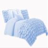 580 Thread Count 3 Piece Premium Waterfall Half Ruffle Duvet Cover Set with Matching Pillow Shams Full/Queen 100% Egyptian Cotton Light Blue view 1