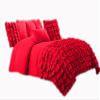 600 Thread Count 3 Piece Premium Waterfall Half Ruffle Duvet Cover Set with Matching Pillow Shams Queen 100% Egyptian Cotton Blood Red view 1