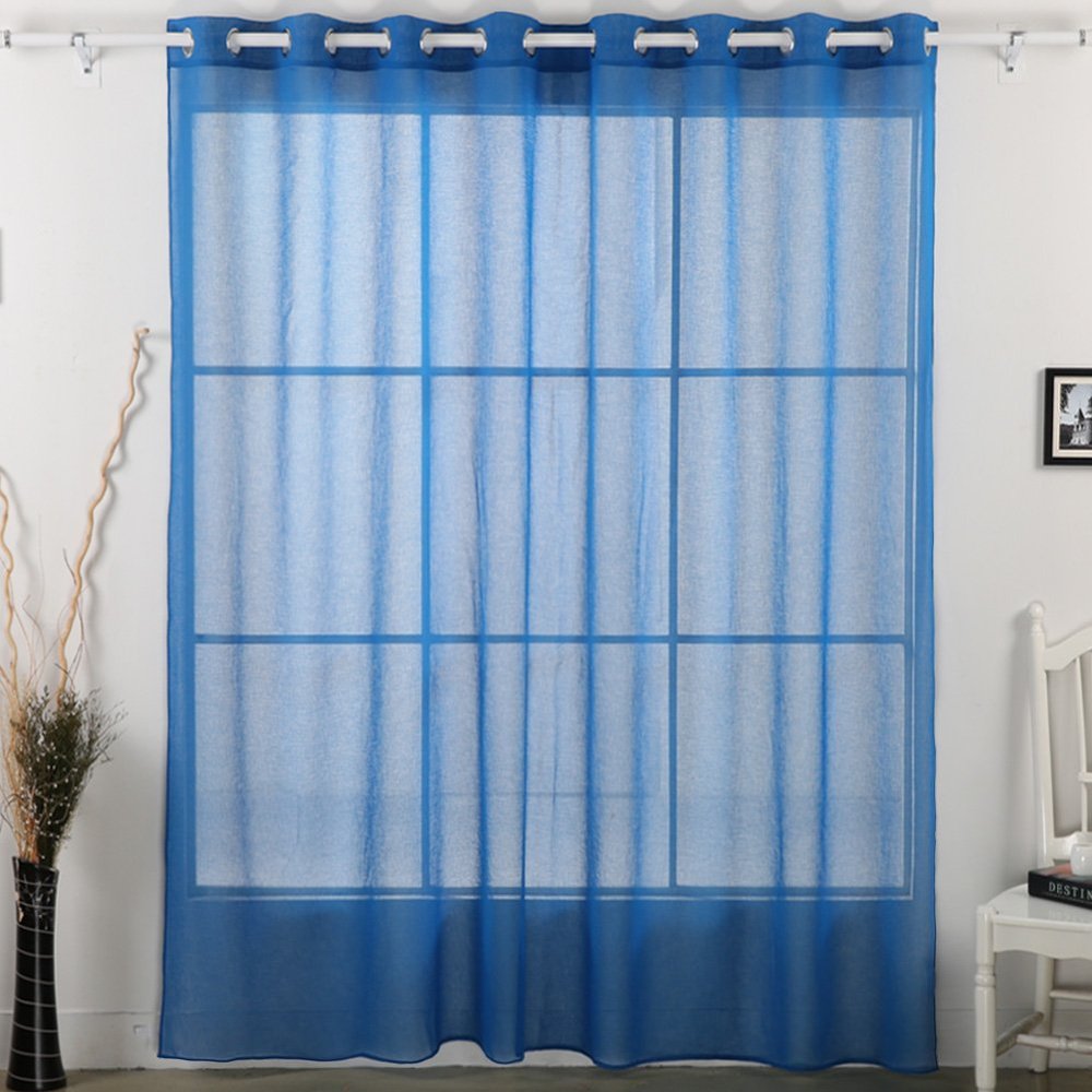 Deconovo Grommet Drapes Sheer Curtain Panels Wide Window Curtains for Living Room Blue 10095 Inch One Panel