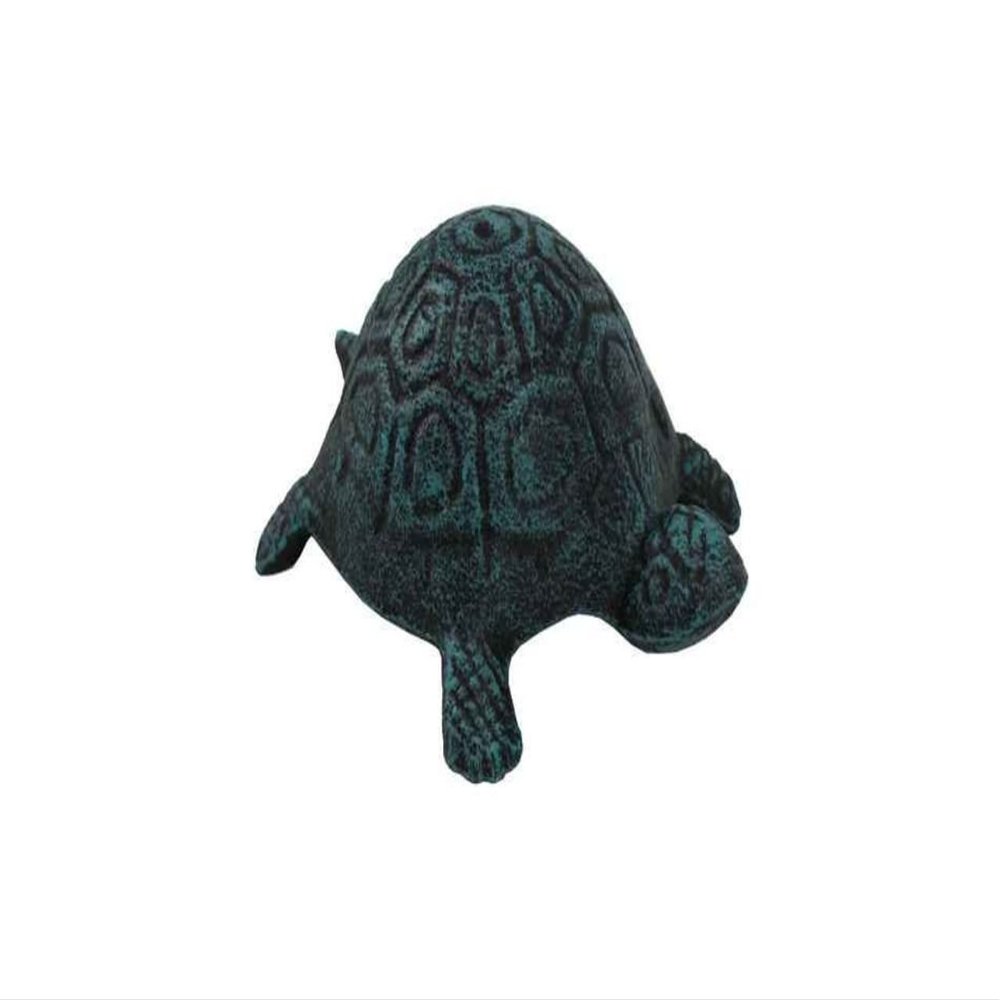 Hampton Nautical Cast Iron Turtle Metal Art, Seaworn Blue
