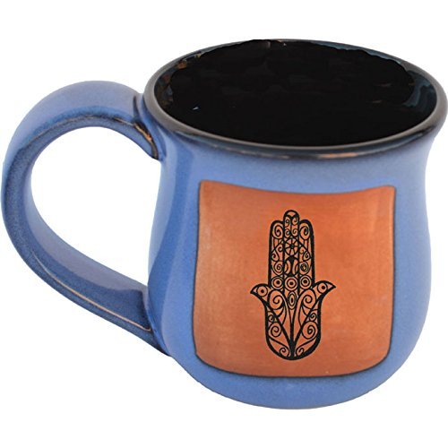 ALWAYS AZUL POTTERY Praying Hands Mug in Real Blue Glaze - Handmade Ceramic Coffee Mug - Stylish and Unique Handcrafted Artistic Drinkware - Polished Clay Cups, Great for Coffee, Tea, and Art Lovers