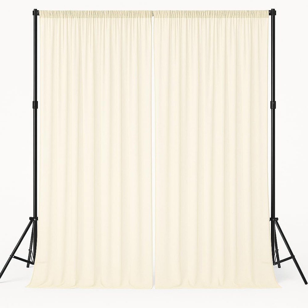 AK TRADING CO. IFR Chiffon Drapes Panels for Wedding Events & Decor- Backdrop Draping Curtains (115" x 120", Ivory)