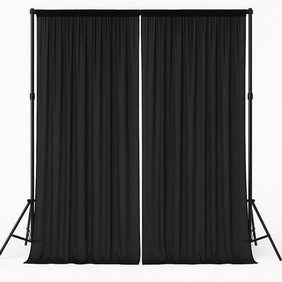 AK TRADING CO. IFR Chiffon Drapes Panels for Wedding Events & Decor- Backdrop Draping Curtains (115" x 120", Black)