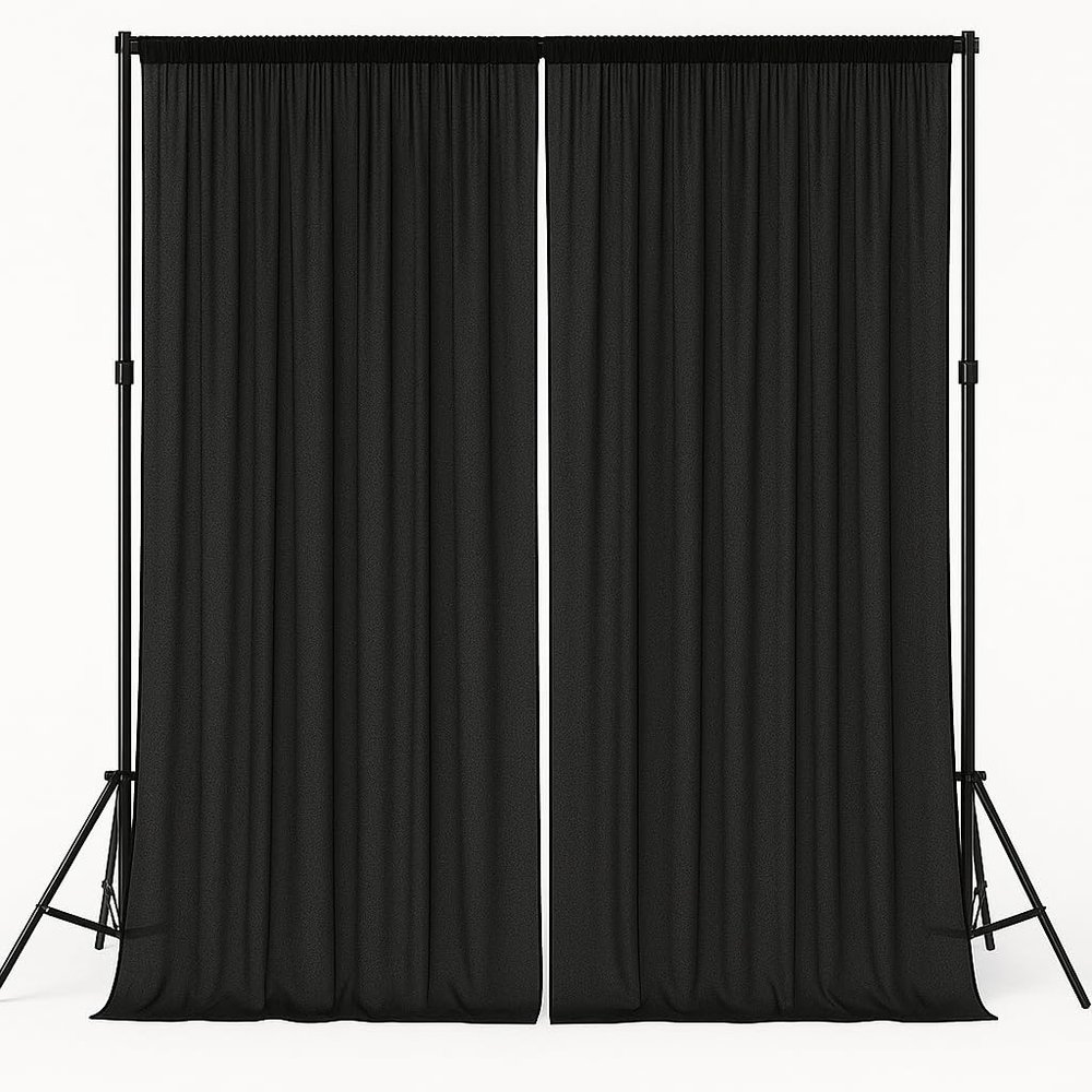AK TRADING CO. IFR Chiffon Drapes Panels for Wedding Events & Decor- Backdrop Draping Curtains (115" x 120", Black)