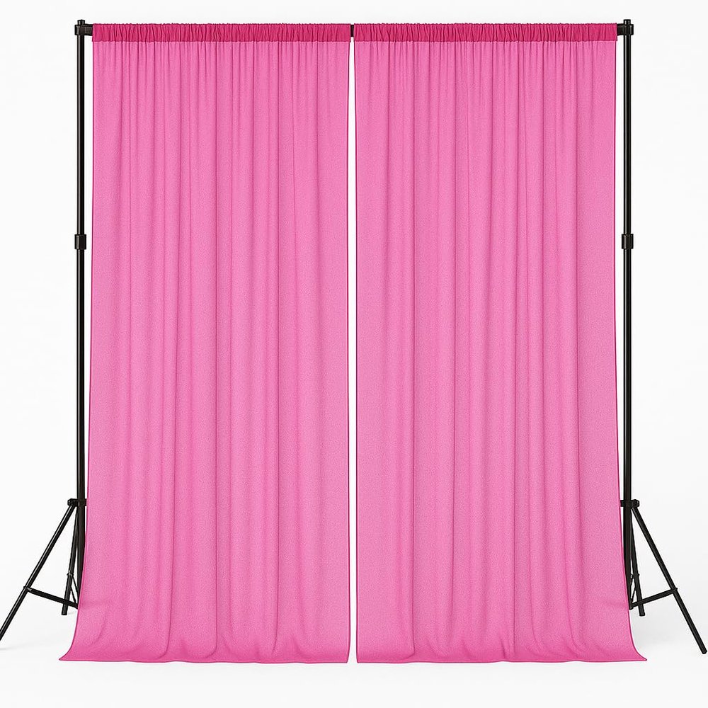 AK TRADING CO. IFR Chiffon Drapes Panels for Wedding Events & Decor- Backdrop Draping Curtains (115" x 120", Hot Pink)