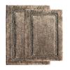 Saffron Fabs 2 Piece Bath Rug Set, 100% Soft Cotton, Size 34x21 Inch and 36x24 Inch, Latex Spray Non-Skid Backing, Solid Gray, Textured Border, Hand Tufted, Heavy 190 GSF Weight, Machine Washable view 1