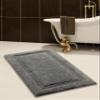 Saffron Fabs 2 Piece Bath Rug Set, 100% Soft Cotton, Size 34x21 Inch and 36x24 Inch, Latex Spray Non-Skid Backing, Solid Gray, Textured Border, Hand Tufted, Heavy 190 GSF Weight, Machine Washable view 2