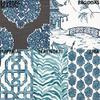 Close to Custom Linens Pagodas Seaside Blue Oriental Toile California King Duvet Cover with Zira Seaside Reverse view 3