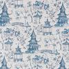 Close to Custom Linens Pagodas Seaside Blue Oriental Toile California King Duvet Cover with Zira Seaside Reverse view 4