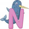Wallmonkeys Alphabet N with Narwhal Wall Decal Peel and Stick Educational Graphics (24 in W x 20 in H) WM330361 view 2