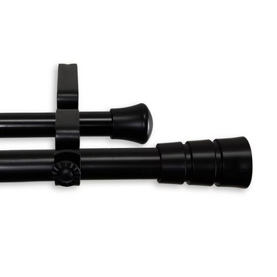 A&F Rod Decor - Grayson Double Curtain Rod 120-170 inch - Black
