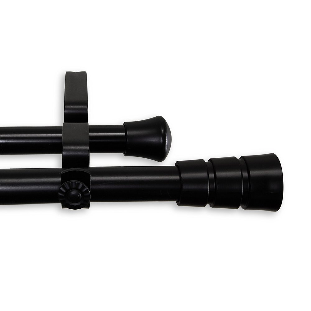 A&F Rod Decor - Grayson Double Curtain Rod 120-170 inch - Black
