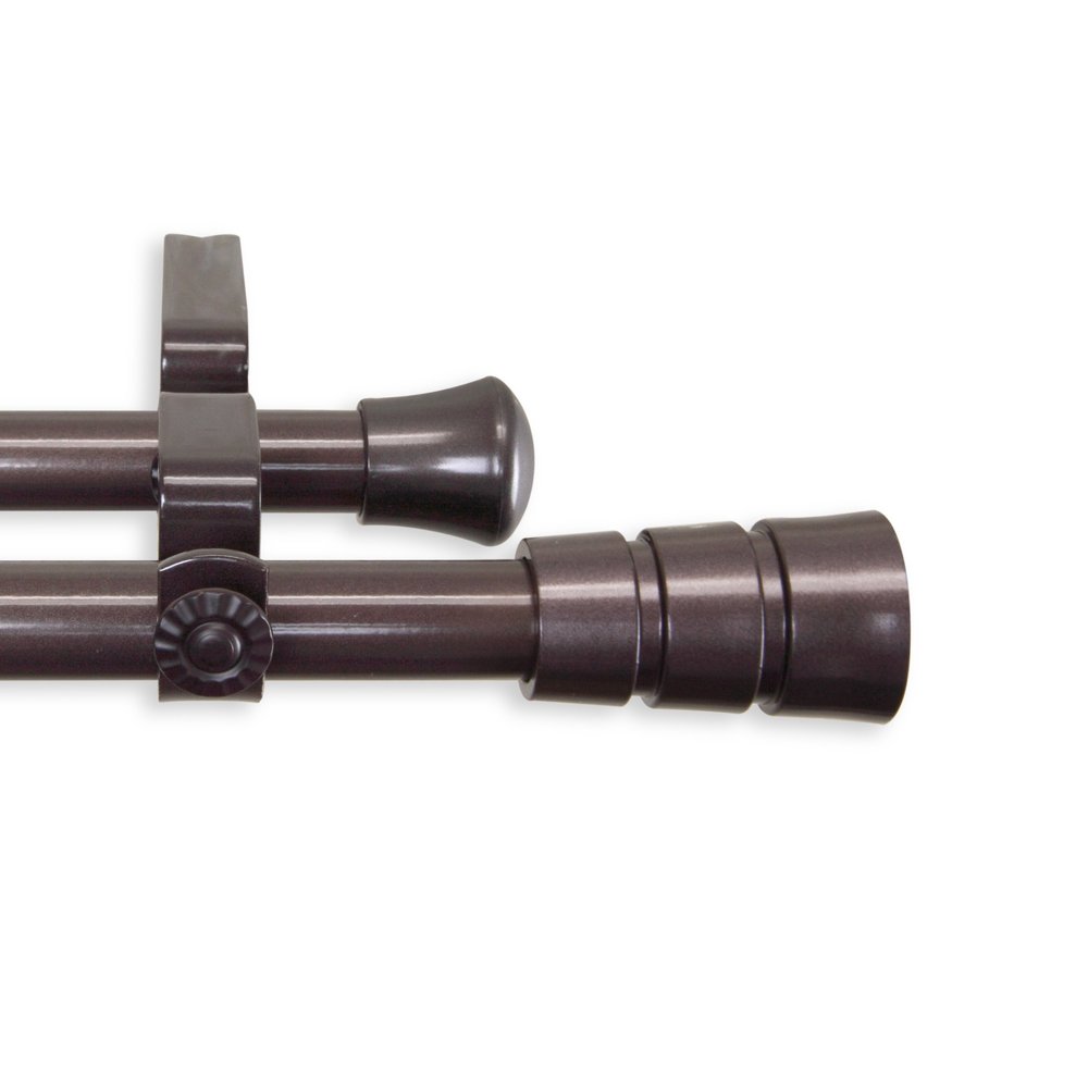 A&F Rod Decor - Grayson Double Curtain Rod 120-170 inch - Cocoa