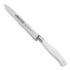 Arcos Forged Knife Serrated 5 Inch Nitrum Stainless Steel and 130 mm blade. Ergonomic Polyoxymethylene POM Handle. Series Riviera Blanc. Color White view 1