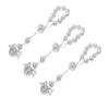 25 Pc White Color Baptism Favors with Angels Mini Rosaries Silver Plated Acrylic Beads/Recuerditos De Bautismo/Christening Favors/Decenarios/Decades/Finger Rosaries view 1