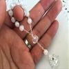 25 Pc White Color Baptism Favors with Angels Mini Rosaries Silver Plated Acrylic Beads/Recuerditos De Bautismo/Christening Favors/Decenarios/Decades/Finger Rosaries view 2