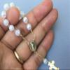 25 Pc White Color Baptism Favors Gold Plated Mini Rosaries Acrylic Beads/Recuerditos De Bautismo/Christening Favors/Decenarios/Decades/Finger Rosaries view 2