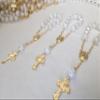 25 Pc White Color Baptism Favors Gold Plated Mini Rosaries Acrylic Beads/Recuerditos De Bautismo/Christening Favors/Decenarios/Decades/Finger Rosaries view 4