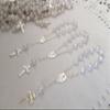 25 Pc Baptism Favors White Silver Plated Mini Rosaries Acrylic Beads/Recuerditos De Bautismo/Christening Favors/Decenarios/Decades/Finger Rosaries view 1