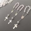 25 Pc Baptism Favors White Silver Plated Mini Rosaries Acrylic Beads/Recuerditos De Bautismo/Christening Favors/Decenarios/Decades/Finger Rosaries view 4
