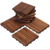 Bare Decor EZ-Floor Interlocking Flooring Tiles in Solid Teak Wood Oiled Finish (Set of 10), Long 9 Slat view 1