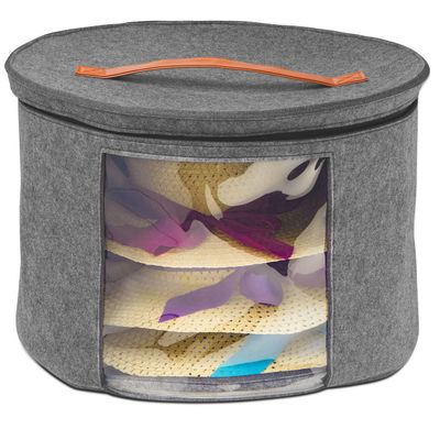 Hat Storage Box for Women and Men Travel Felt Round Foldable Sturdy Large Storage 17 x 11 Inches