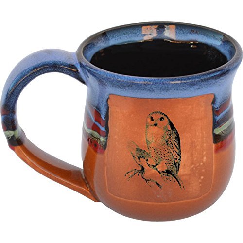 ALWAYS AZUL POTTERY Snow Owl Mug in Azulscape Glaze - Handmade Ceramic Coffee Mug - Stylish and Unique Handcrafted Artistic Drinkware - Polished Clay Cups, Great for Coffee, Tea, and Art Lovers