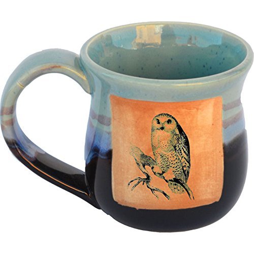 ALWAYS AZUL POTTERY Snow Owl Mug in Mountain Waves Glaze - Handmade Ceramic Coffee Mug - Stylish and Unique Handcrafted Artistic Drinkware - Polished Clay Cups, Great for Coffee, Tea, and Art Lovers