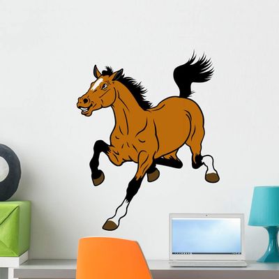 Wallmonkeys Cartoon Horse Wall Decal Peel and Stick Animal Graphics (24 in H x 20 in W) WM69030