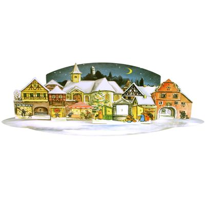 Alexander Taron Importer ADV933 Sellmer Advent-3-Dimensional Village Scene-Replica of 1955 Design H x 19" W x 8.5" D, White