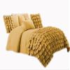 800 Thread Count Premium Waterfall Half Ruffle Duvet Cover Full/Queen 100% Egyptian Cotton Gold view 1