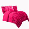 650 Thread Count 2 Piece Premium Waterfall Half Ruffle Duvet Cover Twin XL 100% Egyptian Cotton Hot Pink view 1