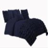 650 Thread Count Premium Waterfall Half Ruffle Duvet Cover Full XL 100% Egyptian Cotton Navy Blue view 1