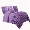 600 Thread Count 2 Piece Premium Waterfall Half Ruffle Duvet Cover Twin 100% Egyptian Cotton Purple view 1