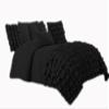 600 Thread Count Premium Waterfall Half Ruffle Duvet Cover Full XL 100% Egyptian Cotton Black view 1