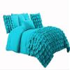 600 Thread Count Premium Waterfall Half Ruffle Duvet Cover Full 100% Egyptian Cotton Turquoise view 1