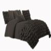580 Thread Count 2 Piece Premium Waterfall Half Ruffle Duvet Cover Twin XL 100% Egyptian Cotton Dark Gray view 1