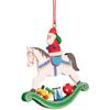 Alexander Taron 10-0603 Christian Ulbricht Ornament-Santa on Rocking Horse-3" H x 2.75" W x .25" D, White view 1