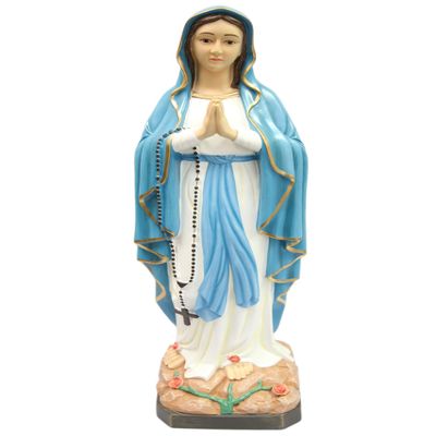 38 1/2" Large Our Lady of Lourdes Blessed Virgin Mary Statue Sculpture Figure Blue Made in Italy Indoor Outdoor