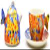 ART ESCUDELLERS Porcelain INDIVIDUAL TEA SET BUTTERFLY decorated in TRENCADIS Gaud style. (Colour AURORA). 8.46'' x 4.92'' x 2.95'' view 2