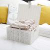 ARPAN Large Resin Woven Storage Basket Box with lid & Lock, White view 2