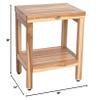 EcoDecors Eleganto 18 Inch Natural Color Waterproof Teak Wood Shower Bench Stool Seat Chair For Inside Shower Provides Safety, Storage, and Organization For Bathroom Accessories view 3