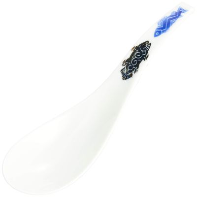 (Aritayaki Utsuwa) Ramen Spoon, Ultimate Forenge, Denpei Kiln Old Fish (Black), Porcelain, 1 pc